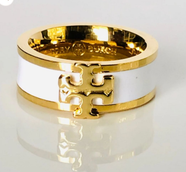 Tory White Enamel Band Ring