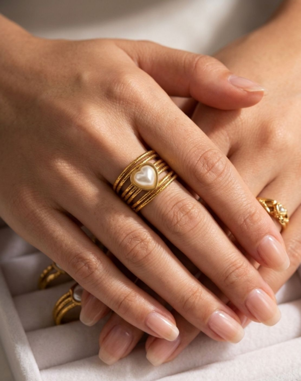 Layers ring with heart on top