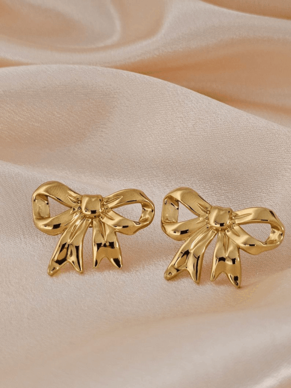 Steel Bow Knot Stud Earrings